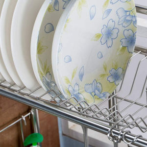 Estante de secado de platos para fregadero de acero inoxidable de un solo nivel, soporte de almacenamiento de cocina multifuncional para escurridor de platos - Product Image 4