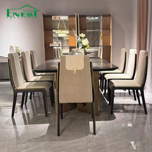 Italian Light Luxury Marble Beechwood Modern Dining <strong>Table</strong> Set with 6 Chairs <strong>Stable</strong> for High End Villa - Product Image 4