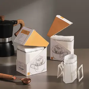 Custom Logo Cardboard Die Cut Folding Display Box For Coffee Filter Bag Paper Tear Open Boxes With Zipper