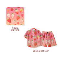 Chemises à manches courtes pour hommes avec logo d'anime personnalisé, ensemble de 2 pièces, personnalisation en usine, pantalon de plage assorti