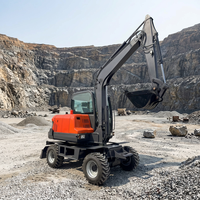 Mesin Penggali Konstruksi EPA dan EuroV, Excavator Roda 6 Ton untuk Dijual