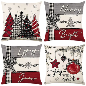 Set sarung bantal sofa dekorasi Natal liburan 4 sarung bantal Natal - Product Image 2