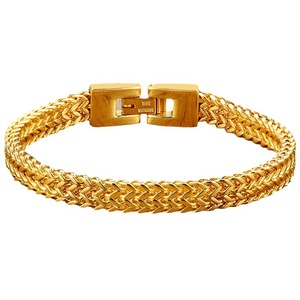 Bracelet pour homme en acier inoxydable plaqué or, maille tressée artistique rétro, chaîne de quille, bijou tendance personnalisé, cadeau - Product Image 6