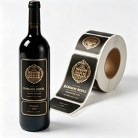 Etiquetas Personalizadas para Botellas de Vino con Lámina Dorada, Etiquetas Autoadhesivas en Rollo con Relieve Vintage, Etiquetas para Empaque de Vino