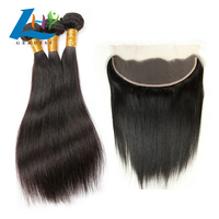 Meilleures ventes en gros : Lots de cheveux vierges lisses, fermeture frontale en dentelle, cheveux humains brésiliens 13x4 13x6 HD pour femmes noires