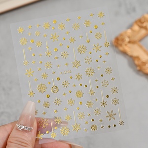 Pegatinas 3D para Uñas con Diseño de Copos de Nieve Navideños, Calcomanías Adhesivas Plateadas con Diseño de Alces para Decoración de Manicura Invernal - Product Image 1
