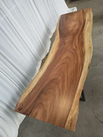 Table de salle à manger en bois massif de Raintree, sur mesure, avec bord naturel, pour comptoir ou plateau de table
