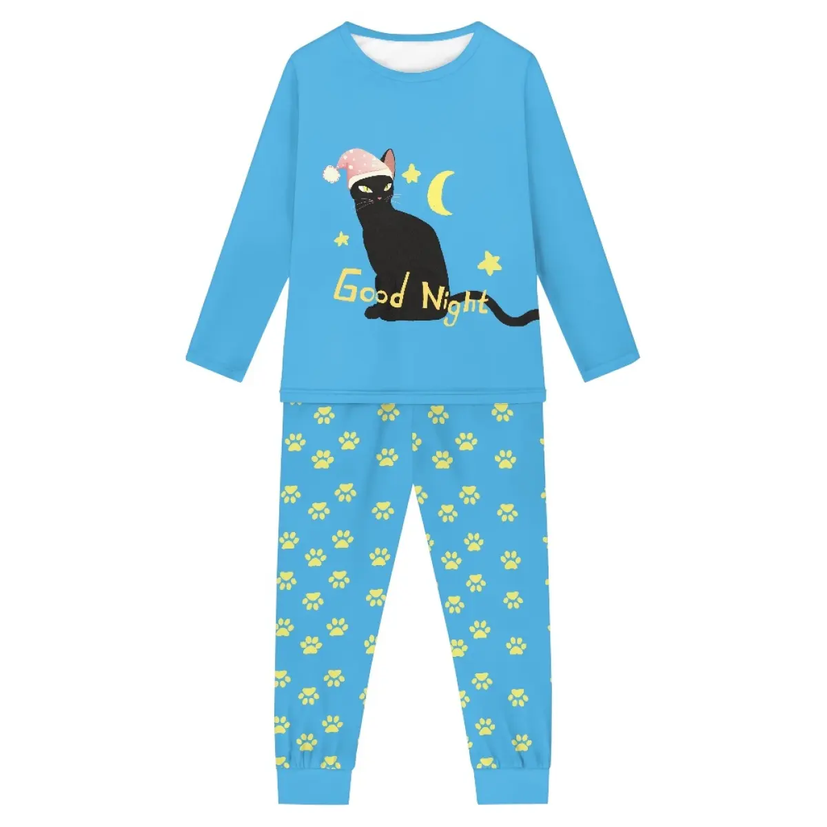 शरद ऋतु में बच्चों के लिए पजामा पहने हुए कार्टून बिल्ली डिजाइन पजामा के बच्चों के पजामा सूट बेबी गर्ल कपड़े