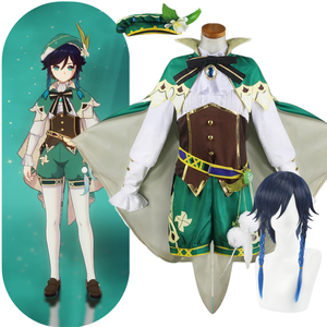 Anime Game Genshin Impact Cosplay Venti Costume Robe de soirée avec perruque Femmes adultes Halloween <span class=keywords><strong>Carnaval</strong></span> Cos Vêtements - Product Image 1