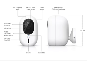 Caméra WiFi Ubiquiti <span class=keywords><strong>UniFi</strong></span> UVC-G6-INS-W 8MP 4K, étanche IPX5, Plug-and-Play, caméra de sécurité blanche - Product Image 3