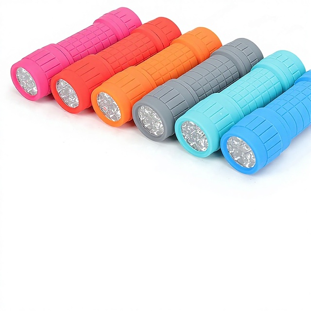 9-LED Plastic Camping Handheld Flashlight with Lanyard 3AAA Battery Emergency Use