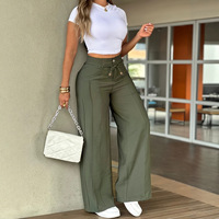Pantalon décontracté ample pour femme avec taille élastique haute, cordon de serrage et poches, personnalisable avec logo – Vente en gros