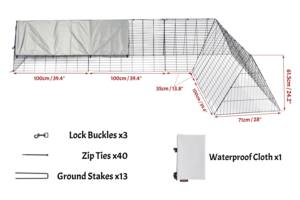Tunnel de poulet <span class=keywords><strong>portable</strong></span> en fil métallique pour l'extérieur, grand poulailler avec course - Product Image 2