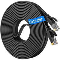 Cable Plano de Cobre con Conductor Sólido CAT6 UTP, Negro, Sin Blindaje, Ethernet de Alta Velocidad, LAN, 0.5m 30m 32AWG