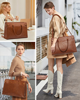 Sac fourre-tout pour ordinateur portable 15,6-17 pouces, grand format, pour femme, style vintage, étanche en PU, mallette de travail, sacoche d'ordinateur de bureau, sac à main d'été
