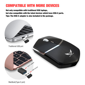 Souris sans fil Zerodate 2,4 GHz rechargeable Type-C pour ordinateur portable professionnel avec récepteur USB, version à piles noire - Product Image 3