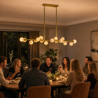 Lustre moderne pour salle à manger, suspension horizontale avec boules de marbre, lampe suspendue en albâtre pour cuisine et salon