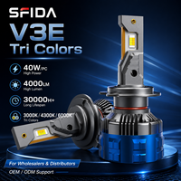 Bombilla LED Tricolor SFIDA V3E para Faros Delanteros OEM/ODM, 3000K 4300K 6000K, 9-16V, 40W, CSP3570, 55mil, 4000LM, Aleación de Aluminio
