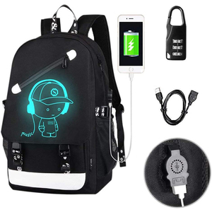 Sac à dos de voyage hip-hop en nylon personnalisé qui brille dans le noir avec doublure en coton, type de fermeture ouverte - Product Image 1