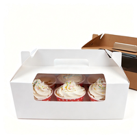 Boîte à cupcakes recyclable et écologique avec poignée, boîte cadeau en carton multi-tailles avec logo personnalisé