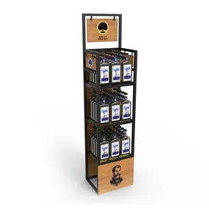 Customized Supermarket Wine Display Shelf Rack Liquor Display Rack Bottle Display Stand With Custom Logo