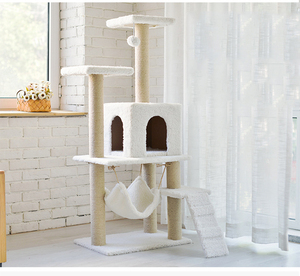 Fabrikant Groothandel Sisal Korte Pluche Hangmat Stabiele Boom Kat <span class=keywords><strong>Condo</strong></span> Met Ladder - Product Image 5