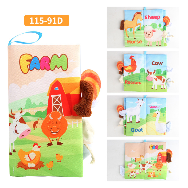 Farm animal tail cloth book four pages eight 44g