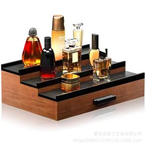 Wooden Perfume Rack With Drawers 3 Tier Cosmetic Storage Organizer <b>Desktop</b> Jewelry Box Watch Display <b>Shelf</b> - Product Image 3