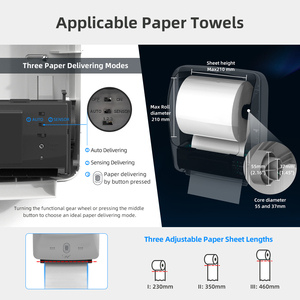 Distributeur de papier toilette mural intelligent commercial, capteur électrique, distributeur automatique de papier toilette en rouleau jumbo - Product Image 2