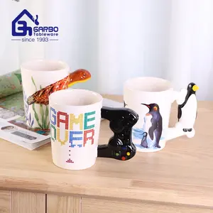 세라믹 커피 머그잔 귀여운 Drinkware 컵 뱀 핸들 세라믹 손으로 그린 동물 머그잔 귀여운 크리 에이 티브 3D 도자기 동물 컵