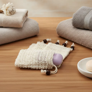 Sac à savon en sisal naturel, pochette en filet, nettoyant sans plastique, exfoliant moussant et séchant, porte-savon pour la <span class=keywords><strong>douche</strong></span> - Product Image 6