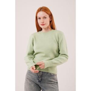 Suéter Verde Pistacho Liso con Cuello Redondo para Mujer, Minimalista, Manga Larga, Anti-Pilling - Product Image 3