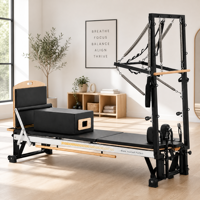 Reformer Pilates en alliage d'aluminium avec demi-tourneuse, cadre robuste et stable, résistance à ressort réglable, équipement de fitness multifonctionnel