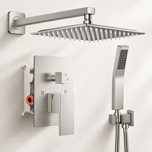 Système de douche de plafond moderne à effet pluie, 3 fonctions, encastré mural, commande thermostatique douce à poignée unique, pour appartement - Product Image 2