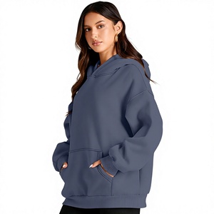 Sweat-shirt à capuche tendance pour femme, personnalisable, en molleton de coton oversize avec broderie 3D, finition délavée à l'acide et effet vieilli - Product Image 1
