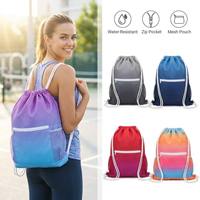 Degrade Fermuarlı Çanta Sırt Çantası Zip Cepli File Çanta Polyester 20-38L Suya Dayanıklı Spor Çantası Yoga Yüzme Plaj Unisex Spor