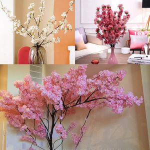 Branches de fleurs de cerisier artificielles en soie, décoration durable pour la maison, pour le salon, le balcon, le plafond, le sol - Product Image 1