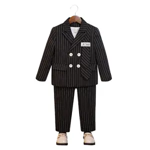 Nieuwe Herfst Jongens Jurk Pakken Voor Bruiloft Jongens Stripe Kleding Sets 2 Stuks Kids Blazer + Broek Kleding Set Jongens Kleding