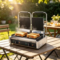 Presse à sandwichs commerciale 220V 1800W, appareil à panini avec plaques lisses et rainurées