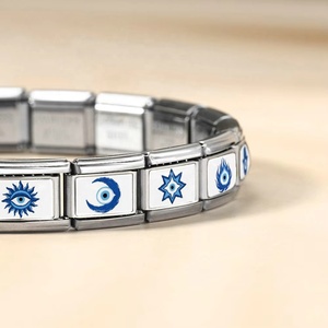 Dijes Italianos de la Serie Ojo del Diablo Azul, Diseño Original Personalizado, Compatibles con Pulseras de Acero Inoxidable de 9mm, para Hacer Joyería DIY para Hombres y Mujeres - Product Image 3
