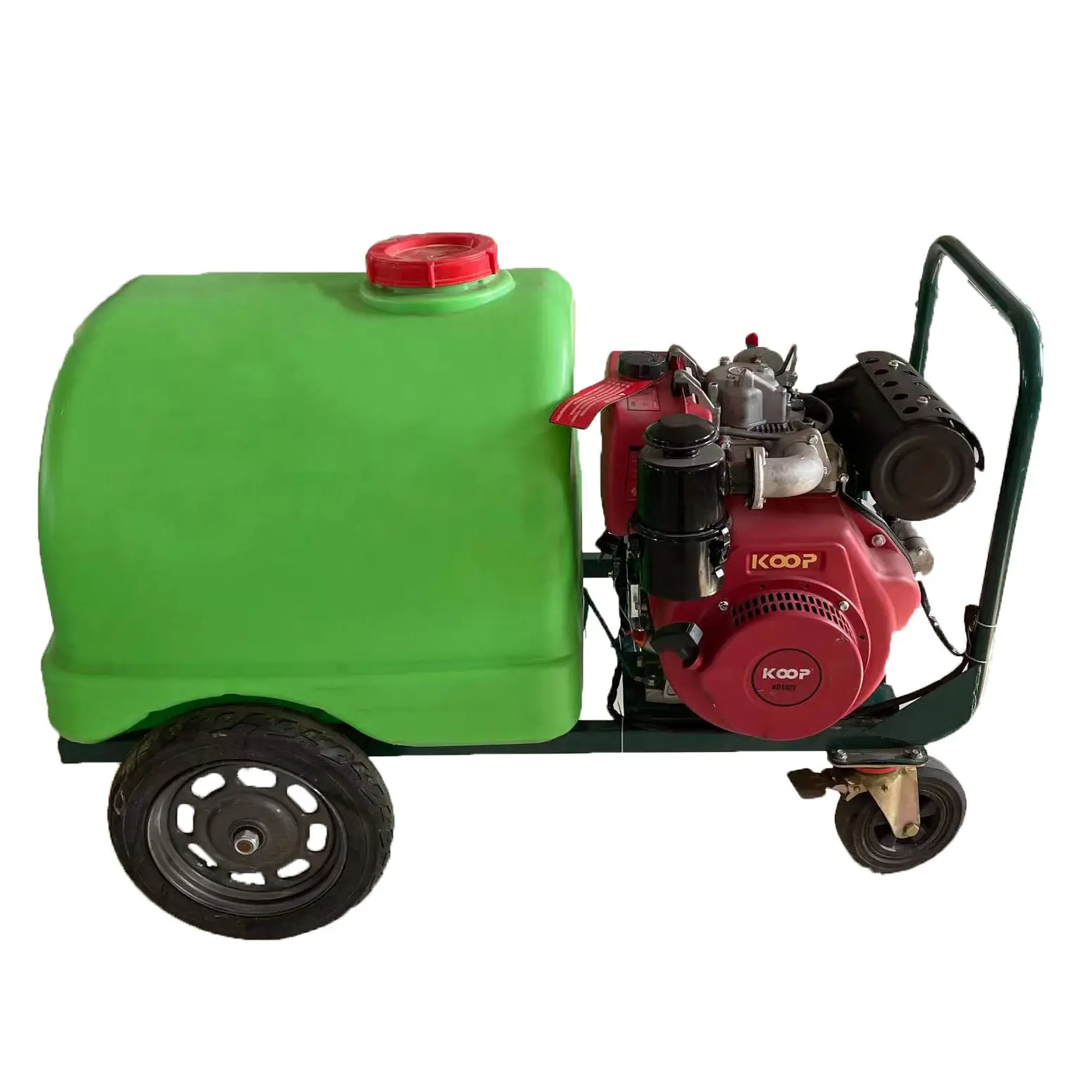 Lavadora de autos un presión diesel de 300 bar con tanque de agua verde para limpiar las paredes de la casa