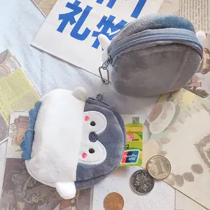 High quality custom plush cartoon cute coin purse Penguin image super soft coin bag custom plush pouch