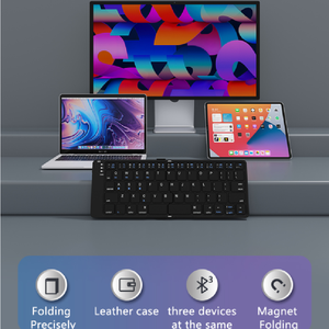 Mini <b>Wireless</b> Foldable <b>Keyboard</b> 3Device Sync Rechargeable <b>Wireless</b> <b>Keyboard</b> for Pad Tablet Phone Windows Mac Folding <b>Keyboard</b> - Product Image 5