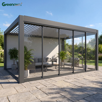 Pergola motorisée moderne en aluminium pour l'extérieur, toit à lames orientables imperméable, gazebo avec télécommande pour terrasse de luxe