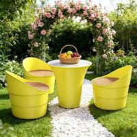 Ensemble de table et de chaises d'extérieur en plastique moderne, durable, léger, empilable, imperméable, facile à transporter pour hôtel, terrasse, restaurant de restauration rapide