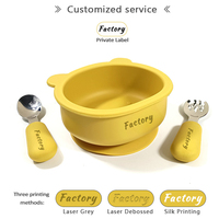 Bol à dîner pour enfants en silicone de qualité alimentaire, antidérapant, avec forte ventouse, logo personnalisé, ustensiles de repas pour nouveau-nés, bol durable