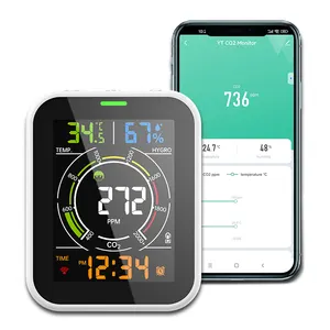 Hoge Precisie Lucht Kwaliteit Monitor Wifi CO2 Monitor Met Infrarood Sensor En Oplaadbare Batterij