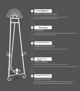 Chevalet en <span class=keywords><strong>fer</strong></span> forgé <span class=keywords><strong>de</strong></span> style européen, support <span class=keywords><strong>de</strong></span> présentation pour accessoires <span class=keywords><strong>de</strong></span> mariage, support pour peinture à l'huile et croquis, cadre <span class=keywords><strong>de</strong></span> support pour panneaux KT - Product Image 5