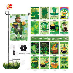Venta caliente personalizado Día de San Patricio jardín Bandera de lino grueso cuadrado trébol monedas patio bandera para decoración de patio al aire libre - Product Image 3