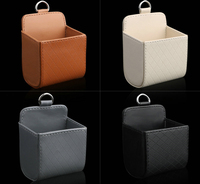 Sac de rangement pour grille d'aération de voiture en cuir PU de qualité supérieure, couleur personnalisée, logo personnalisé, organisateur de téléphone suspendu pour grille d'aération de véhicule
